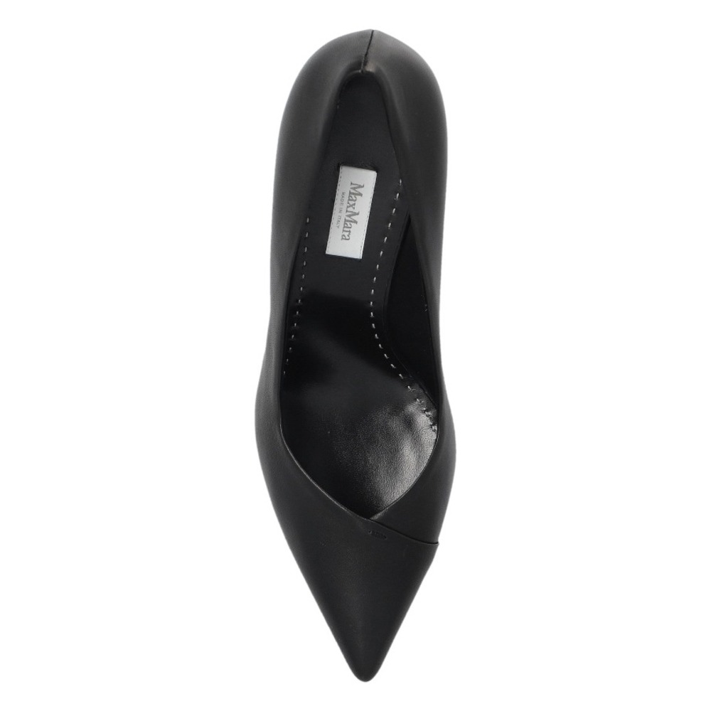 Max Mara Black Leather Pointed Toe Stiletto Heels Size 39‎ Made in Italy size 8